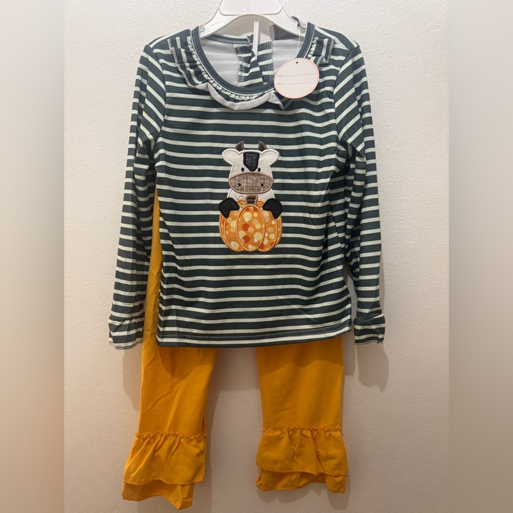 Striped Kids set with Pumpkin Design